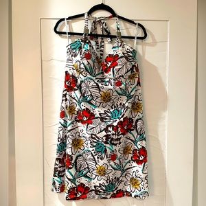Tommy Bahama summer halter sundress. Empire waist. Multicolor Hibiscus Flowers.